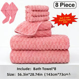 Pink 8-Piece Set - Includes 2 Hair Drying Caps