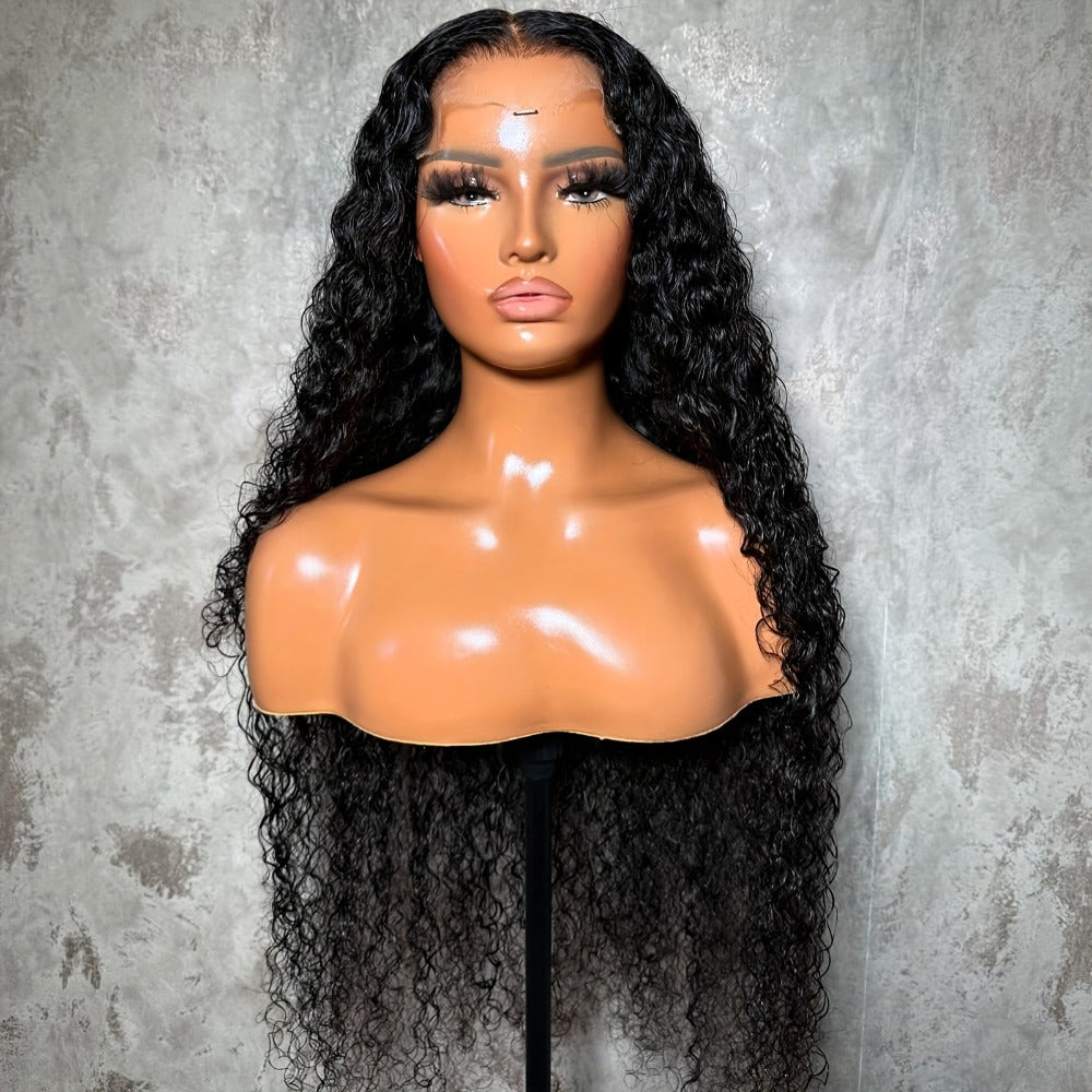 Lace Front Wig 28in Deep Curly Synthetic Style with 13x4 Lace, 180% Density and Black or Hot Pink Color