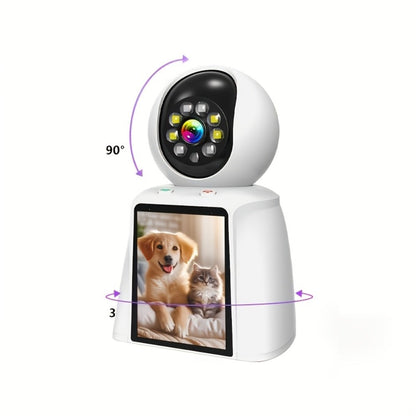 Security Camera 1080P Pet Monitor with 3-Inch Screen, Video Calling, Two-Way Talk and 1 or 2 Pack