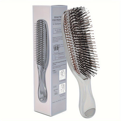 Air Cushion Detangling Hair Brush with Electroplated Finish and Flexible Pins in Three Color Options