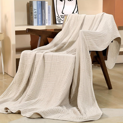 Morandi Cotton Muslin Blanket 6-Layer – Soft Gauze Throw for Couch & Bed, Lightweight Breathable All Season, Machine Washable, 6 Colors