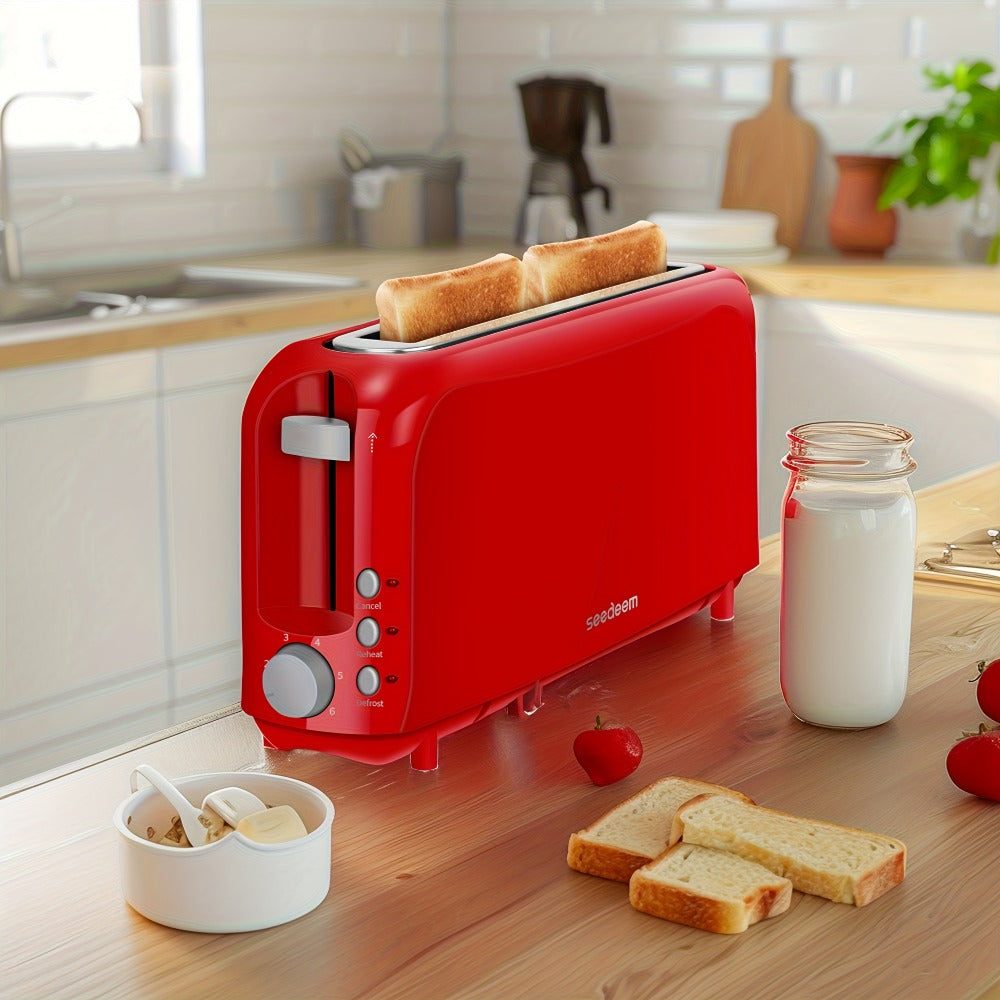 2-Slice Toaster Slim Ultra-Thin Design – 6 Browning Settings, 10" Long Slot, Reheat & Defrost Functions, Auto Shut-Off, Removable Crumb Tray, 6 Colors Available