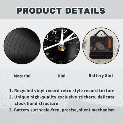 Coffee-Themed Vinyl Record Wall Clock with Cutout Lettering and Standard or LED Light Configuration