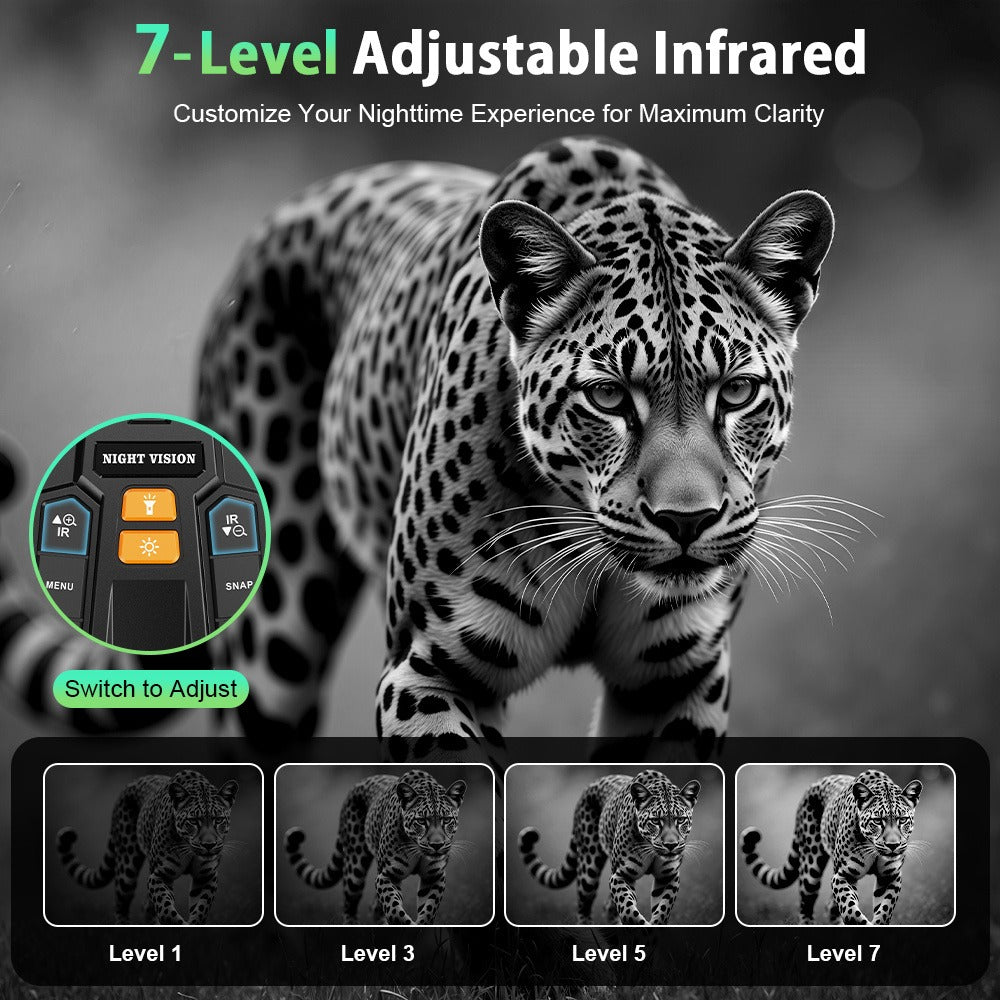 Black Digital Night Vision Binoculars with 4.5-Inch Screen, 10X Digital Zoom, Seven IR Levels and 5000mAh Battery