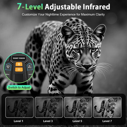 Black Digital Night Vision Binoculars with 4.5-Inch Screen, 10X Digital Zoom, Seven IR Levels and 5000mAh Battery