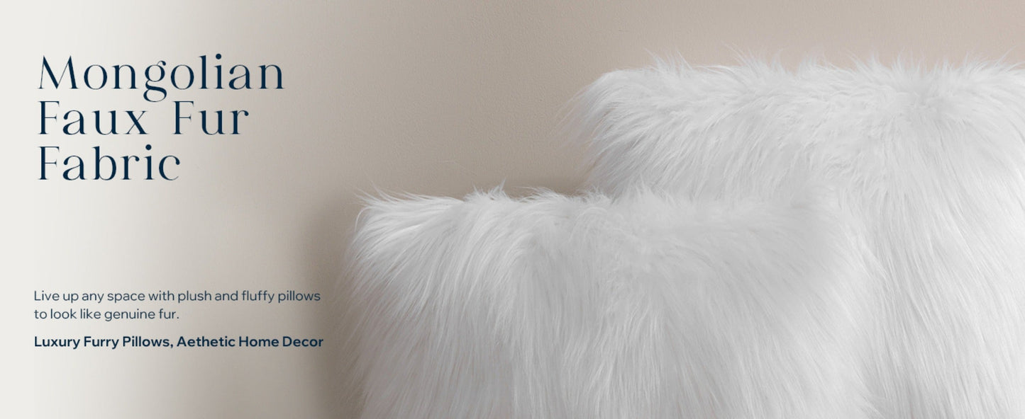 Faux-Fur-Look Throw Pillow Covers, Pack of Two with Zipper Closures and 40 Exact Color-Size Options
