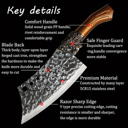 Multi-Piece Kitchen Knife Set with Stainless Steel Labels in Black Three-Piece or Brown Seven-Piece Options