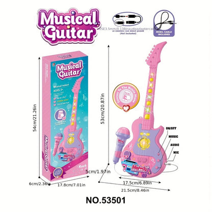 Kids Electric Guitar Toy with Microphone, Lights & Sounds – Musical Instrument Toy for Toddlers Ages 3-8, Birthday Gift for Boys & Girls