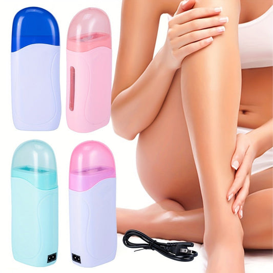 Wax Warmer Roller Kit for Hair Removal — Portable Electric Roll-On Soft Wax Heater for Women & Men, At-Home & Salon Waxing, Smooth Glide Applicator, Travel-Friendly (Light Pink/Green/Blue/White)
