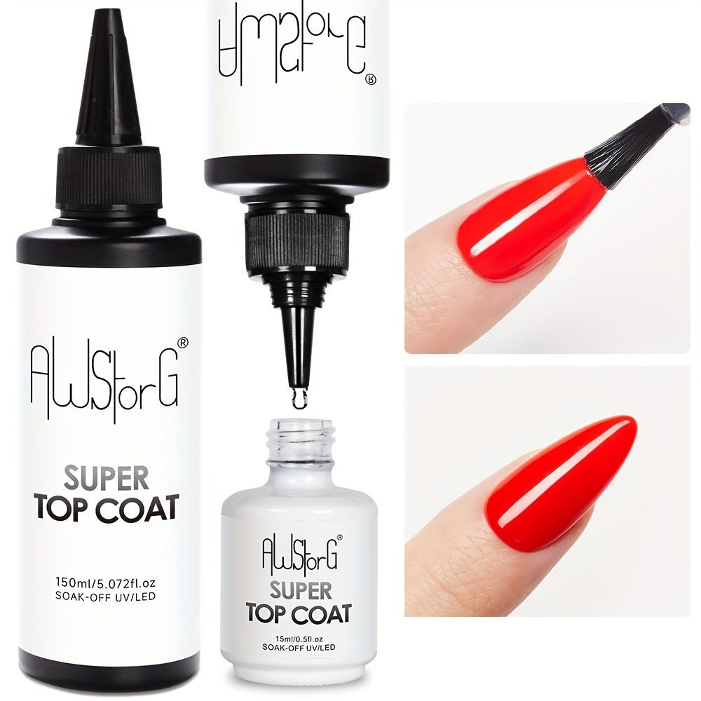 Gel Nail Polish – Gel Nail Top Coat 15ml Super Glossy & Matte Soak-Off LED Base Coat — Long-Lasting Salon Manicure Functional Gel…