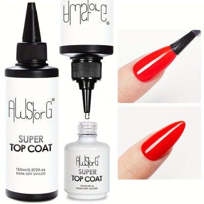 Gel Nail Polish – Gel Nail Top Coat 15ml Super Glossy & Matte Soak-Off LED Base Coat — Long-Lasting Salon Manicure Functional Gel…