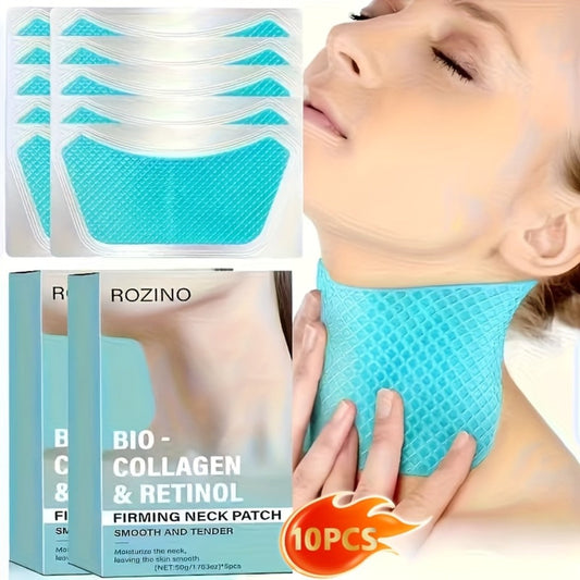 Bio-Collagen & Retinol Neck Firming Patches 10pcs – Hydrating Gel Neck Mask for Tightening, Smoothing & Anti-Sagging, Hypoallergenic for All Skin Types