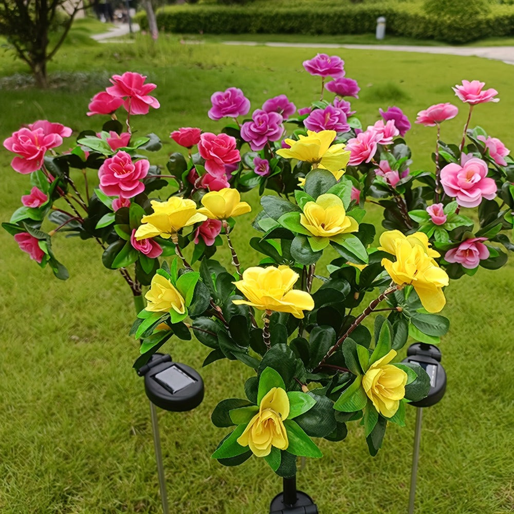 Solar Garden Lights 42-LED Azalea Flower Stake, IP65 with Five Bloom Colors for Yard Decor