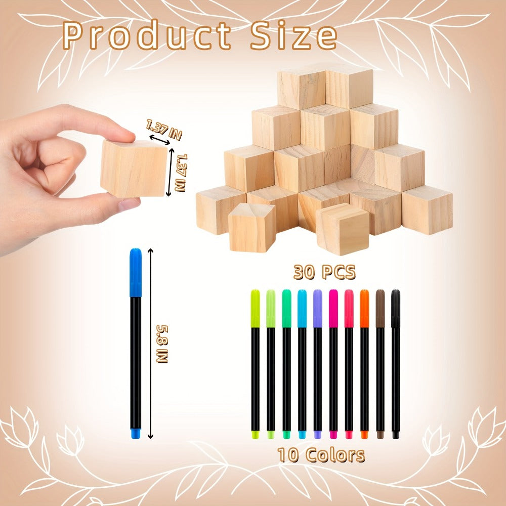 Wooden Block Stacking Party Game in Five Classic, Floral, Greenery, Fox or Bear Style Options