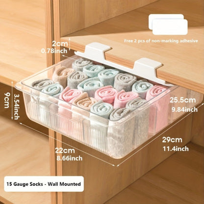 15-Compartment Wall-Mounted Underwear & Socks Hanging Storage Box – Waterproof Transparent Closet Organizer for Home, Durable Plastic Shelf Partitions