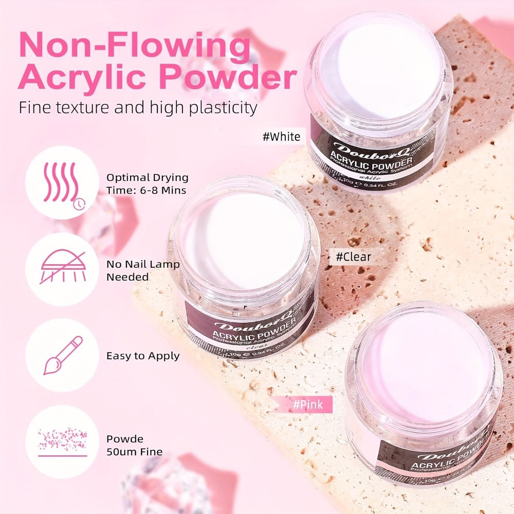 Acrylic Nail Kit with 36W UV LED Lamp, Electric Drill, Three Powders, Glitter Colors, Tips and Manicure Tools