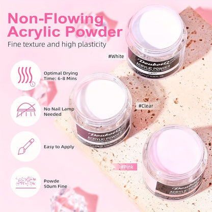 Acrylic Nail Kit with 36W UV LED Lamp, Electric Drill, Three Powders, Glitter Colors, Tips and Manicure Tools