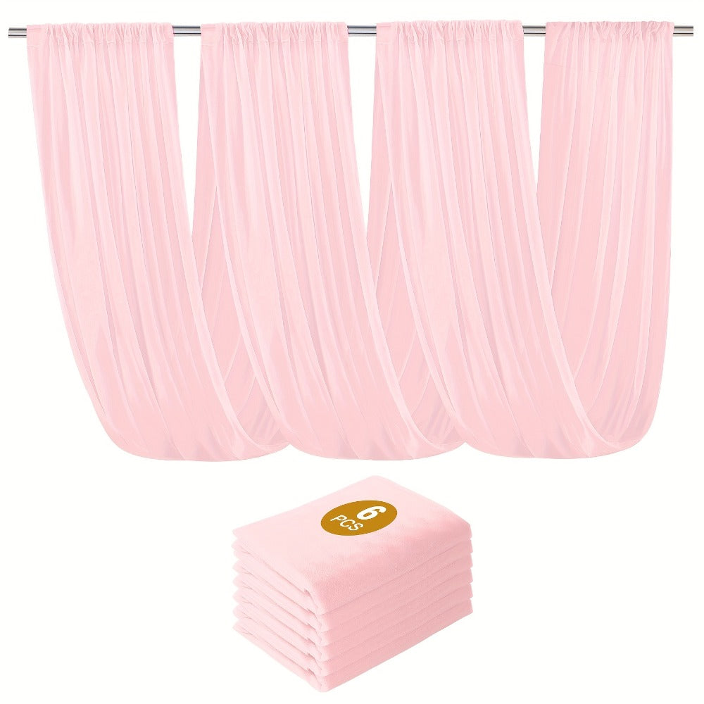 Six-Pack 63-by-118-Inch Sheer Chiffon Wedding Drape Curtains in 12 Source-Labeled Color Options