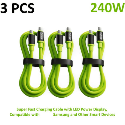 240W USB-C Fast Charging Cable 3/5 Pack 1.5M, Super Fast Charger Cord Compatible with iPhone 15 16, Samsung Galaxy S25 S24, iPad, MacBook, Android & All Type-C Devices, Sturdy Flexible Cord