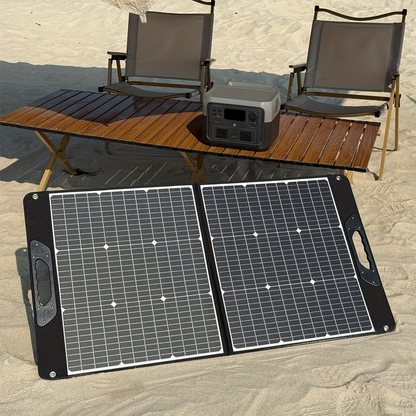 Foldable Solar Panel 200W 23.5% High Efficiency 20V Portable with 2 Brackets Solar Cable for Camping RV for Garden, Patio and Yard Use