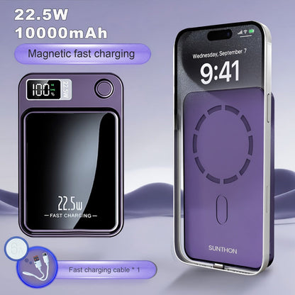 Magnetic Wireless Power Bank with 5000mAh and 10000mAh Labels, Flip Display and Four Color Options