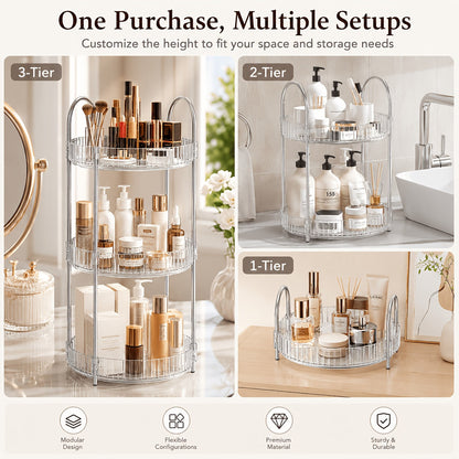 Rotating Multi-Level Makeup Organizer with Detachable Trays and 12 Exact Color-and-Layer Options