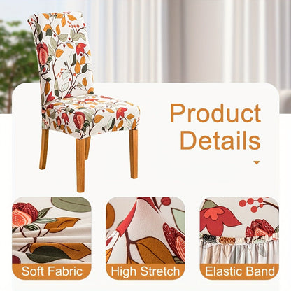 Printed Stretch Dining Chair Covers in Ten Patterns with Four- or Six-Piece Set Checkouts for Parsons Chairs
