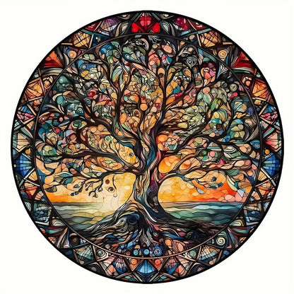 Tree of the Universe Wooden Jigsaw Puzzle with Irregular Pieces and 11 x 11 Inch Pictured Display Size