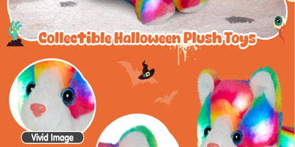 Glowing Rainbow Cat Stuffed Animal Plush Toy — Colorful LED Light Up Musical Soft Plush Kitten Doll for Kids Girls Boys | Birthday Christmas New Year Party Gift | Room & Party Decor