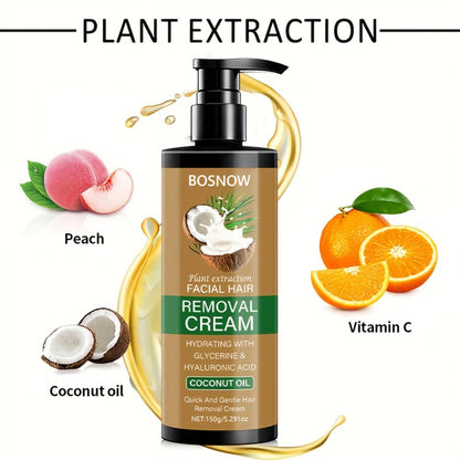 Hair Removal Cream BOSNOW 150g Coconut Oil Pump Bottle with Carton for External Body Grooming