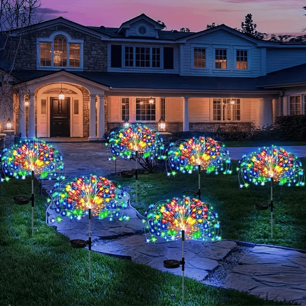 Solar Firework Garden Stake Lights with 90 to 520 LEDs, Two Colors and Multiple Pack Sizes