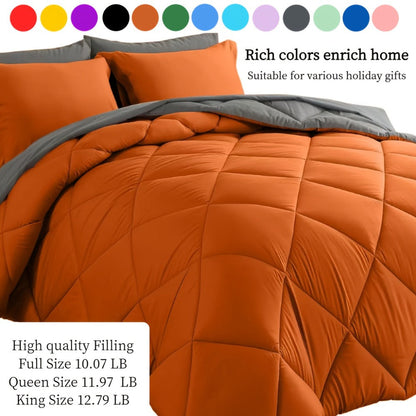 Comforter Set 7-Piece Bed in a Bag Queen King Full Soft Microfiber Down Alternative Comforter Fitted Sheet Flat Sheet Pillow Shams Pillowcases All Season Bedding Set 34 Colors