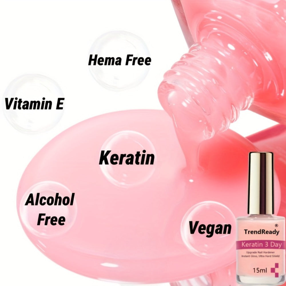 Pink-Label Nail Care Coating Two-Pack in 15 ml Square Bottles with Gold Caps and Brush Applicators