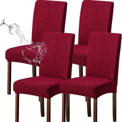 Textured Stretch Dining Chair Covers in Beige, Gray, Chocolate, Black, Khaki or Burgundy, Four- or Six-Piece Sets
