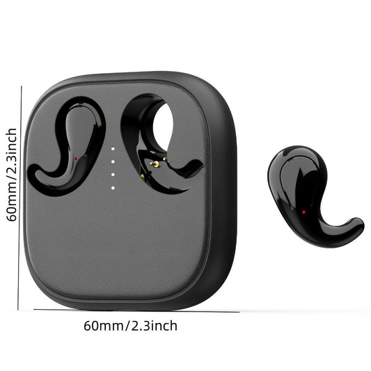 Semi-In-Ear Wireless Headphones 360-Degree Stereo Surround Sound, Black Tech Design High-Fidelity Audio, Rechargeable Lithium-Polymer Battery Type-C Charging, Long Battery Life Earphones for Music Work Travel Daily Use