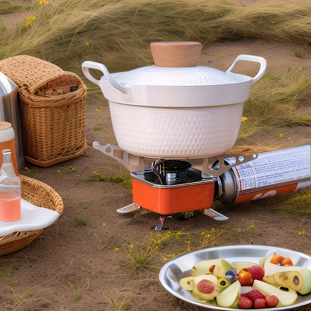 Windproof Camp Stove 3500W Portable Foldable Gas Burner Piezoelectric Ceramic Ignition Compact Lightweight for Outdoor Cooking Hiking Camping Picnic Backpacking