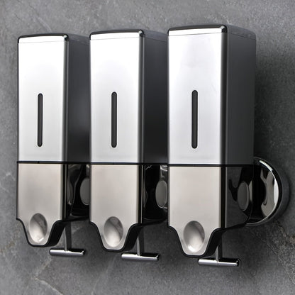 Three-Bottle Wall-Mounted Soap Dispenser Set with 16.91 oz 500 ml Source Capacity in Five Finish Options