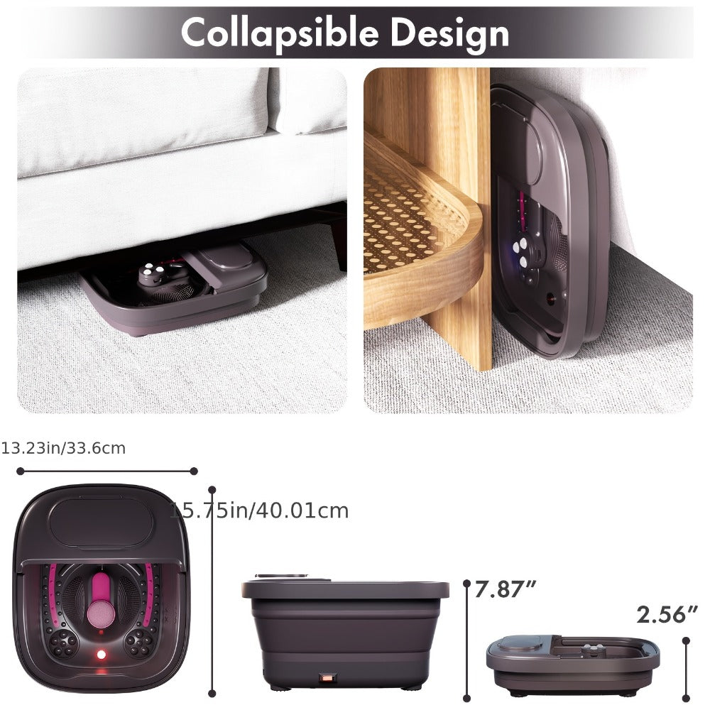 Collapsible Foot Spa Bath with Heat, Bubbles, Remote Temperature Control and Three Attachments