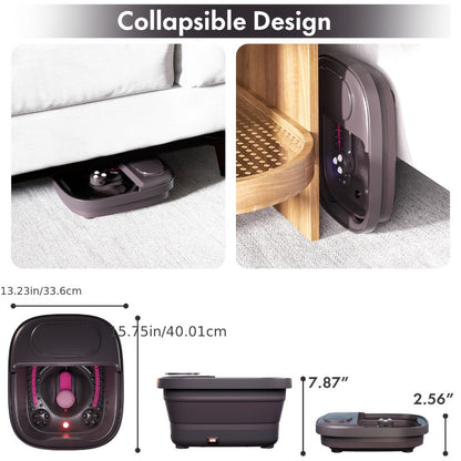Collapsible Foot Spa Bath with Heat, Bubbles, Remote Temperature Control and Three Attachments