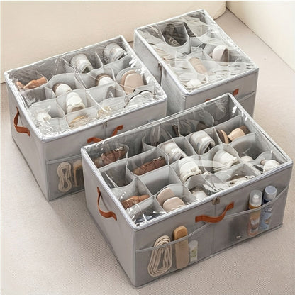 Shoe Storage Box 16-Pair, Clear Foldable Shoe Organizer with Flip-Top Lid & Reinforced Handles — Heavy-Duty Space-Saving Shoe Box for Closet, Bedroom & Entryway | Black & Grey | 1 or 2 Pack