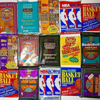 Sports Trading Cards, Five-Pack Assorted Basketball Card Bundle with Mixed NBA Retail Pack Artwork
