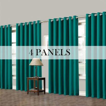 Blackout Curtains Grommet Top Room Darkening Window Drapes 4 Panels Set Living Room Bedroom