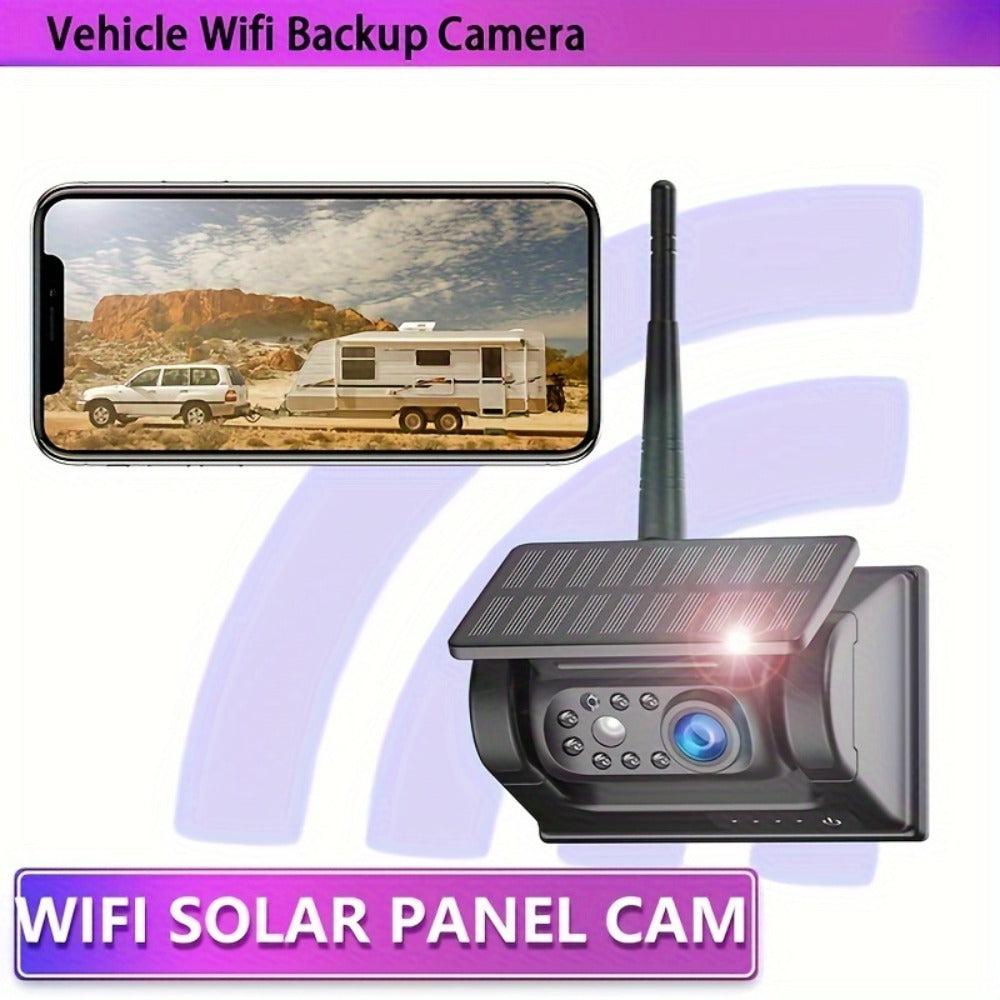 Wireless Backup Camera Solar Powered for Truck RV Trailer - 1080P HD, WiFi Magnetic Mount, Infrared Night Vision, 150° Wide Angle, Rechargeable, iOS & Android App, Long Battery Life, 2025 Upgraded