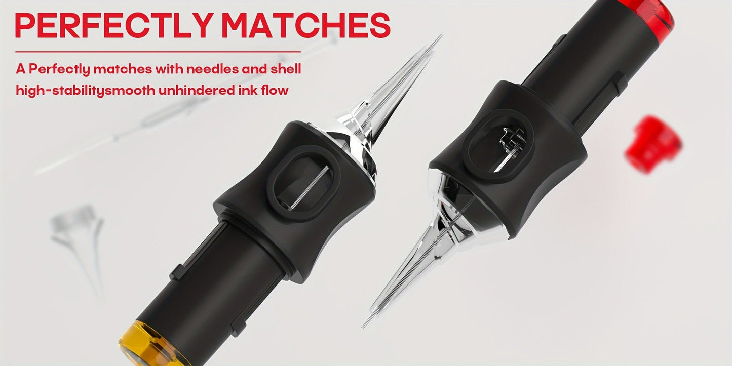 Tattoo Cartridge Needles 50pcs Mixed Size – POSEIDON V5 Disposable Round Liner, Shader & Curved Needles (5RL 7RL 9RL 5RS 7RS 9RS 7RM 7M1 15M1 15RM) with Safety Membrane