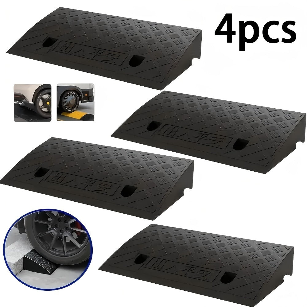 Curb Ramp Heavy Duty Plastic 3000 lb Portable Lightweight for Car SUV Motorcycle Bike Wheelchair Scooter Driveway Sidewalk Loading Dock Garage Outdoor Use Mobility Aid Ramp 2/4 Pack Black