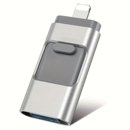 USB Flash Drive, 4-in-1 USB 3.0 Multi-Port Memory Stick with 128GB or 256GB Capacity and Sliding Connector Design
