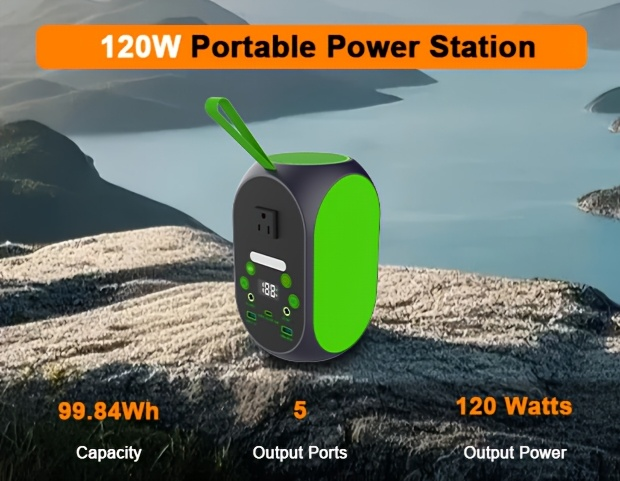 Solar Generator 120W LiFePO4 Battery 99.84Wh Portable Power Station with 30W Foldable Solar Panel AC DC USB Type-C for Camping Hiking Emergency CPAP Laptop