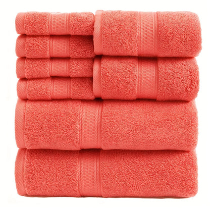 Towel Set 8 or 16 Piece Thickened Bath, Hand and Washcloth Collection in Multiple Solid Colors