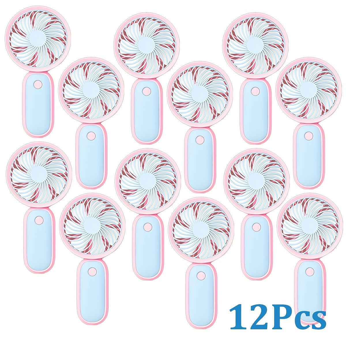 12-Piece Mini Handheld Fan Set with Round Grilles, USB Charging, Lanyards and Type A or Type B Designs