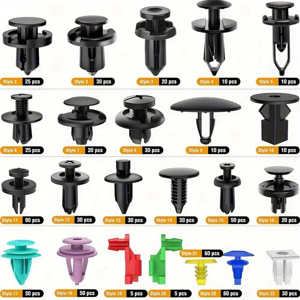 Car Bumper Screw & Rivet Repair Kit 725-Piece – Universal Plastic Clips, Nuts & Fasteners for Bumper, Wing & Interior Body Panels, Includes 680 Rivets + 45-Piece Tool Set